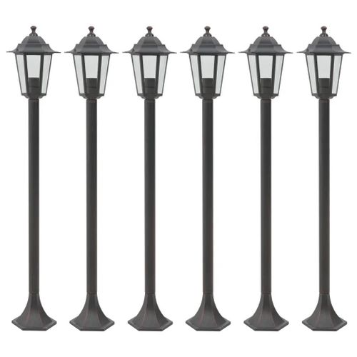 Prolenta Premium - Lampe De Jardin À Piquet 6 Pcs E27 110 Cm Aluminium Bronze