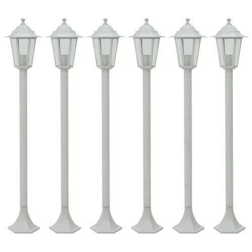 Prolenta Premium - Lampe De Jardin À Piquet 6 Pcs E27 110 Cm Aluminium Blanc