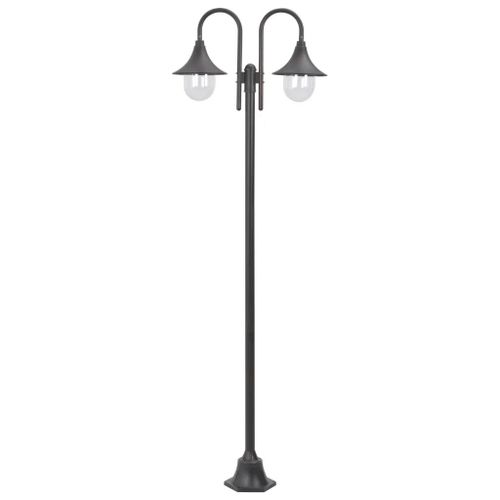 Prolenta Premium - Lampadaire De Jardin E27 220 Cm Aluminium 2 Lanternes Bronze