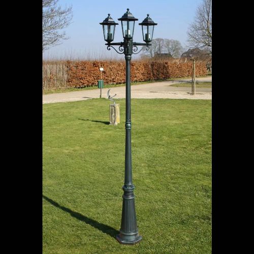 Prolenta Premium - Lampadaire De Jardin 3 Bras 215 Cm Vert Foncé/Noir Aluminium