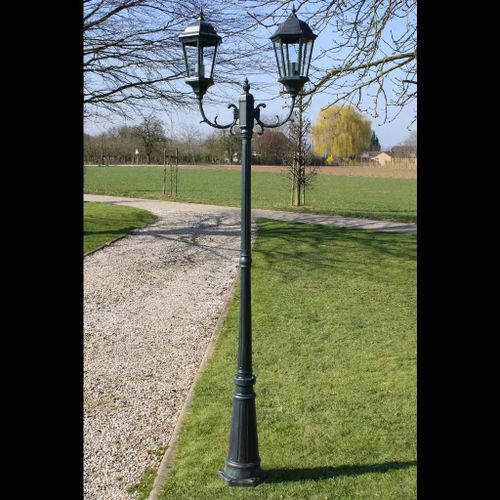 Prolenta Premium - Lampadaire De Jardin 2 Bras 230 Cm Vert Foncé/Noir Aluminium