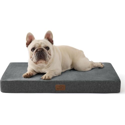 Matelas Chien Mémoire De Forme - Coussin Pour Chien Moyenne Taille Orthopédique, Tapis Chien Lavable Et Antidérapant, Lit Pour Chien Intérieur, Gris, 74x46cm