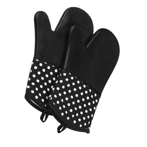 Gants De Four À Micro-Ondes Longs 300¿ Résistants À La Chaleur Et Antidérapants (1 Paire) Le Noir