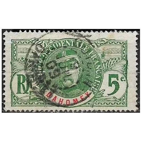 Dahomey (Actuel Bénin), Colonie Française 1906 / 07 20, Beau Timbre Yvert 21, Général Faidherbe 5c. Vert Jaune, Oblitéré, Tbe.
