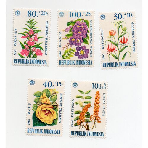 Indonésie - Série De 5 Timbres Neuf - Fleurs