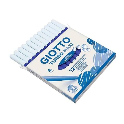 Feutres - Fila - Giotto Turbo Maxi - 12 Pièces - Bleu Oltremare - Pour Enfants À Partir De 3 Ans