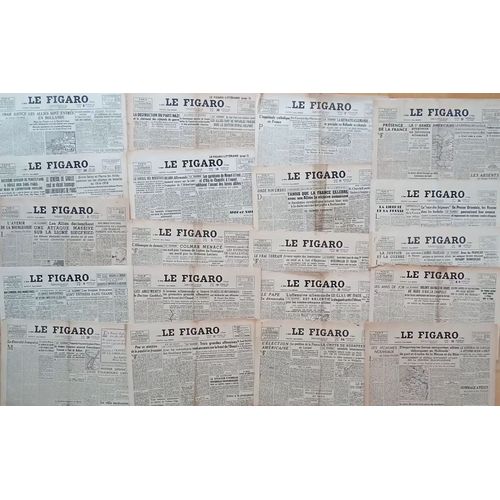 Gros Lot 20 Vieux Journaux Authentiques Et Complets Année 1944 - Le Figaro (Georges Duhamel, François Mauriac, Jean Schlumberger...)