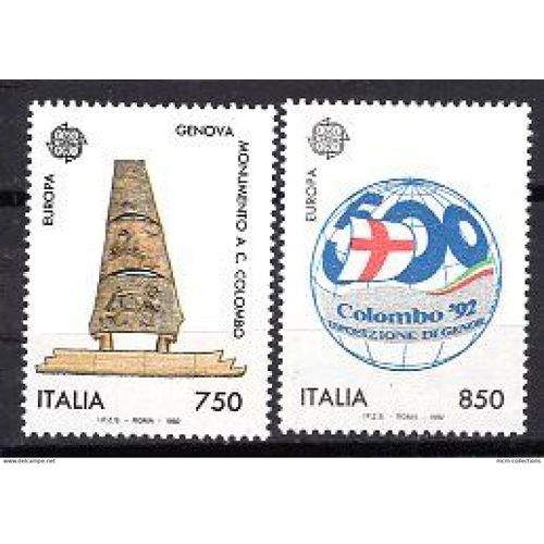 Italie 1992 Paire Europa C. Colomb Decouvre L' Amerique   Yvert N°1940-41 -Neuf**
