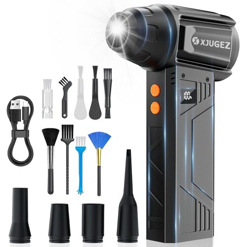 Jexnovashop-Souffleur Air Comprimé Avec Lampe De Poche,180000 Tr/Min, Souffleur Électrique 4 -Vitesses Avec Affichage Avec Buses Multi-Usages Pour Clavier, Extérieur,Car, Maison,Air Comprimé Nettoyag
