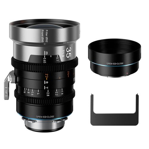 Objectif cinéma anamorphique SIRUI IronStar 35mm T1.9 1.5X, plein format, mise au point manuelle, monture native PL avec monture interchangeable EF (effet de flare bleu) IRON-35-B