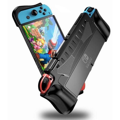 Coque pour Nintendo Switch OLED 2021 - Coque en TPU Grip pour Switch OLED Console et Joy-Cons - Coque seulement - Noir