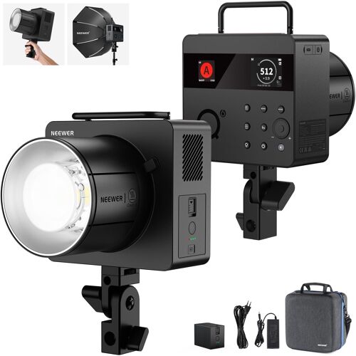 NEEWER Q6 Flash Studio/Outdoor 600W TTL 2.4G, App Control, 1/1 to 1/512, Flash Photo Strobe HSS 1/8000 Battery 3000mAh, Two-Tone LED Pilot Lamp 30W/400 Flashes/Recycling 0.01-0.9s