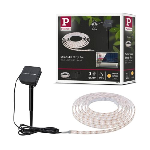 Strip Led Solaire 3m Incl. Capteur Crépusculaire Et Batterie 3m Revêtue Ip44 0,3w 48lm 60 Leds/M 2700k