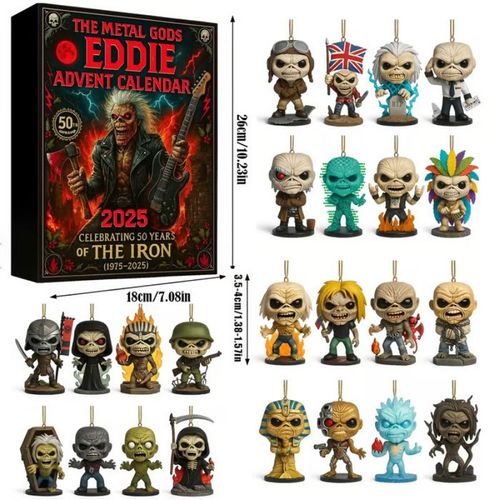 Calendrier de l'Avent Iron Maiden Eddie ¿ 24 Jours d'Ornements Heavy Metal Cadeau de Noël pour Fans de Rock