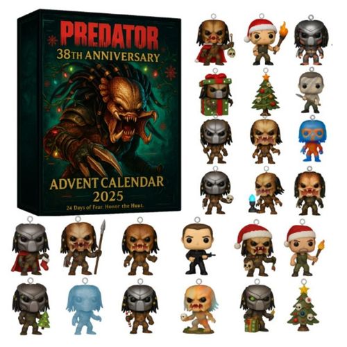 Calendrier de l'Avent Predator ¿ 24 Jours d'Ornements Acryliques de Noël Coffret Cadeau Mystère pour Fans de Films