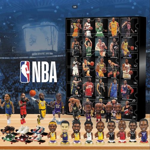 Calendrier de l'Avent Basketball NBA ¿ 24 Jours Légendes du Hall of Fame avec Décorations Acryliques de Joueurs