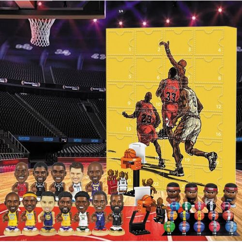 Calendrier de l'Avent NBA ¿ 24 Jours Compte à Rebours de Noël Boîte Surprise avec Figurines de Joueurs