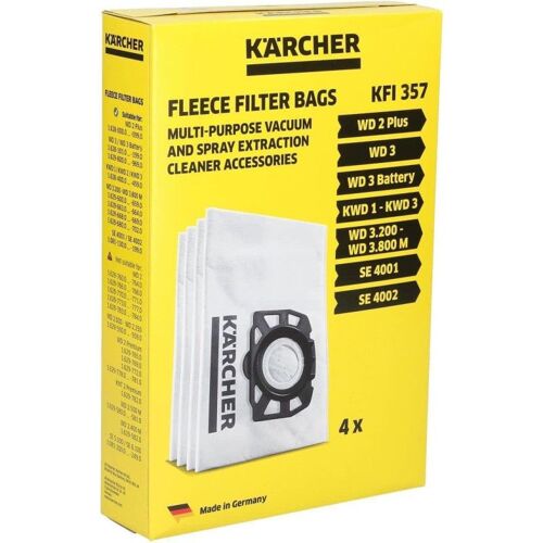 KÄRCHER 2.863-314.0 Lot de 4 sacs filtrants non tissés KFI357 pour aspirateur sec humide