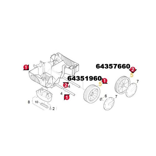 ROUE SEULE diam 180 LONGUEUR ESSIEU 377 MM POUR NETTOYEUR HAUTE-PRESSION KARCHER - 64351960