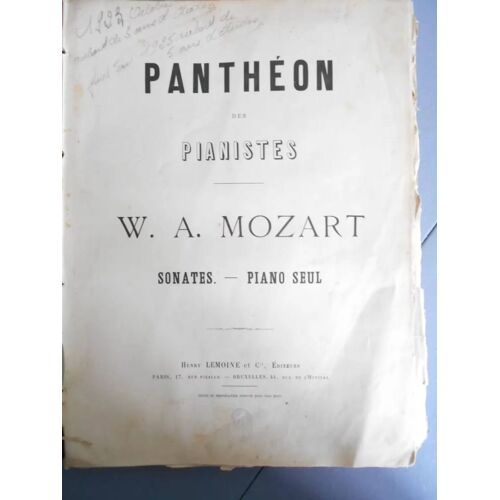 Panthéon Des Pianistes W. A. Mozart Sonates Piano Seul/Partition