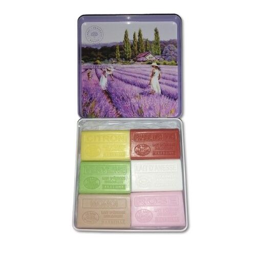 Coffret Boite Métal Avec 6 Savon Au Lait D'Ânesse Bio 