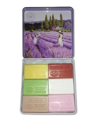 Coffret Boite Métal Avec 6 Savon Au Lait D'Ânesse Bio 