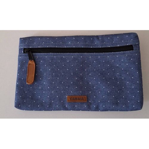 Pochette zippée bleu ciel à pois blancs Cabaïa