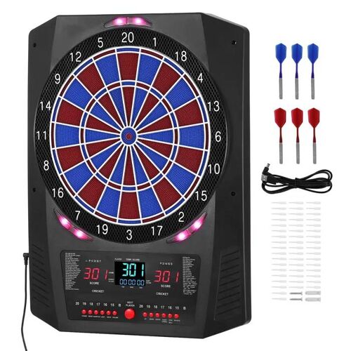 Cible Electronique pour Fléchettes-Duoku-Diamètre 336 mm-Equipée de 45 Jeux et 474 Variantes-Adaptée pour un Maximum de 8 Joueurs