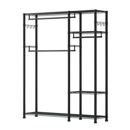 Portant à Vêtements avec 6 Etagères Ajustables-Duoku-Structure en Acier-Penderie avec Charge de 363 kg-Equipé de 3 Tringles
