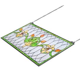 Attrape-soleil en Vitrail-Duoku-81 x 43,3 cm-Panneau Suspendu avec Chaîne-Forme Rectangulaire Horizontale