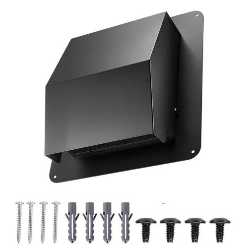 Grille D'aération Murale 149 mm-Duoku-en Acier SPCC-avec Ecran de Protection et Clapet Anti-Retour-Adaptée Toits-Sorties D'air-Noire