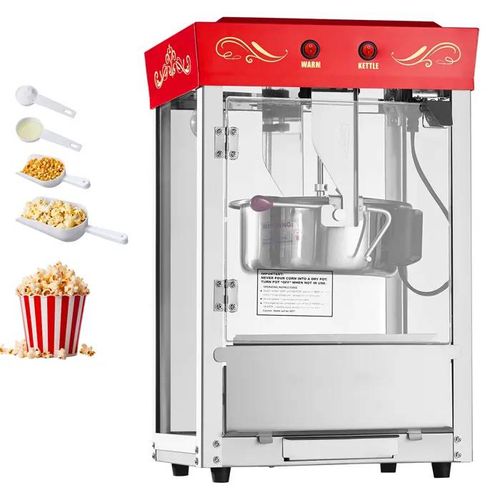 Machine à Pop-corn de Comptoir-Duoku-800 W-Grand bol en Acier Inoxydable 0,2 kg-Capacité de 48 Tasses par Lot-Rouge