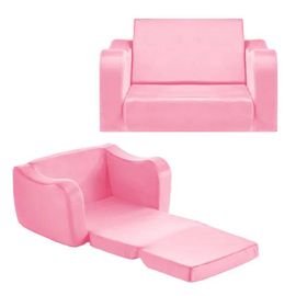 Canapé Pour Enfants 2-En-1-Duoku-Convertible En Chaise Longue-Canapé-Lit Pliable Et Confortable-Avec Accoudoirs-Rose, M