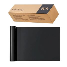 Flex Thermocollant-Duoku-30,48x1524 Cm-Rouleau De Vinyle Thermocollant Noir Brillant-Adhérence Durable