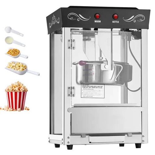 Machine à Pop-corn de Comptoir-Duoku-800 W-Grand Bol en Acier Inoxydable 0,2 kg-Capacité de 48 Tasses par Lot-Noir
