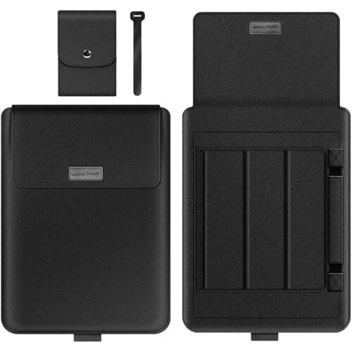 iPCA Étui pour ordinateur portable avec fonction de support Cuir imperméable 15" Noir
