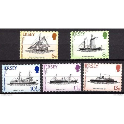 Jersey 1978 Anniversaire Du 1 Er Service Postal En Bateaux-Poste Neuf** Yvert N° 181-85