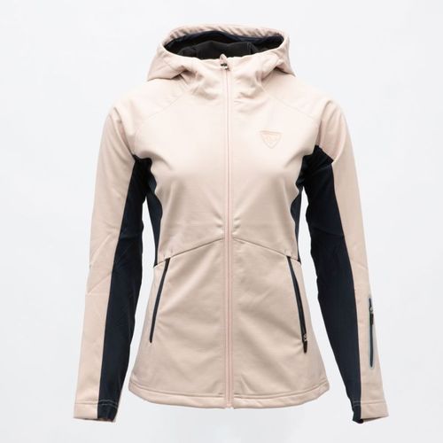 Veste Rose Poudrée Softshell Ajustée À Capuche Poches Zippées Noires Femme Rossignol