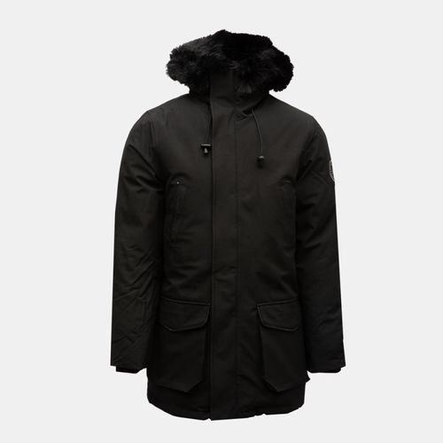 Parka Lisse Zippée Avec Capuche Fourrée Noire Mario Homme Paragoose