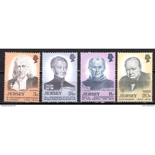 Jersey 1974 Serie Personnages Anniversaires Divers Neuf** Yvert N° 97-100
