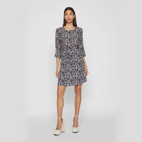 Robe Courte Manches 3/4 Imprimée Floral Femme Vila