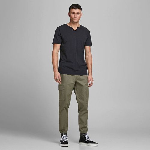 Tee Shirt Jersey Col V Boutonné Homme Jack & Jones