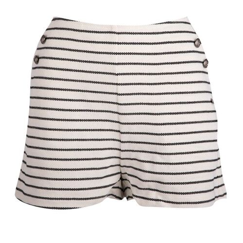 Short Courte Rayé Noir Et Blanc Boutons Côté Femme Deeluxe 74