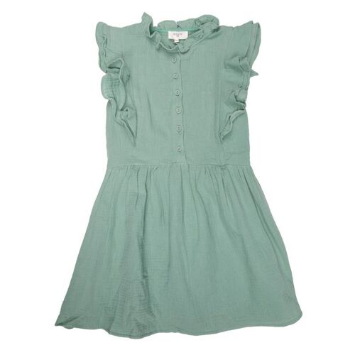 Robe Vert Menthe Volants Et Boutons Devant Enfant Deeluxe 74