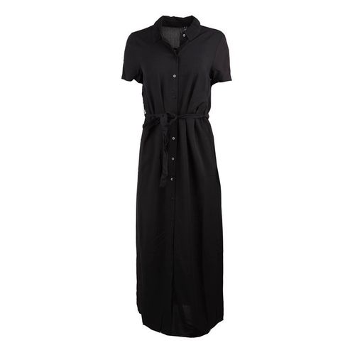 Robe Chemise Longue Ceinturée Noir Avec Fente Avant Femme Vero Moda