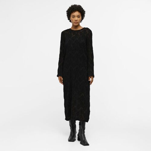 Robe Longue Noire Jacquard Avec Doublure Femme Object