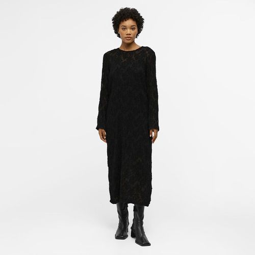 Robe Longue Noire Jacquard Avec Doublure Femme Object