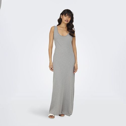 Robe Longue Grise En Coton Décolleté Dos Femme Only
