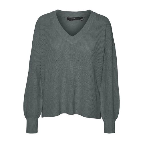 Pull Zia Vert Gris Col V Manches Longues Femme Vero Moda