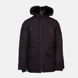 Parka Avec Capuche Fourrée Noire Curling Zippée Homme Paragoose